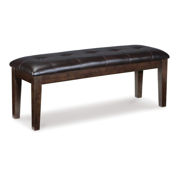 benzara Hado Dining Bench 49 Inch Tufted Faux Leather Seat Dark Brown -BM328212
