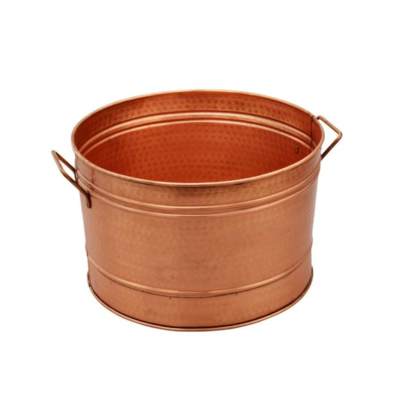 Benzara Hammered Pattern Galvanized Farmhouse Style Tub Copper - BM164577