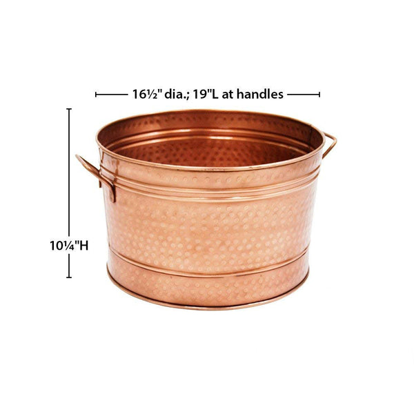 Benzara Hammered Pattern Galvanized Farmhouse Style Tub Copper - BM164577