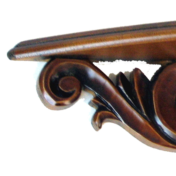 Benzara Hand Carved Wooden Floating Wall Shelf In Floral Design Brown - BM210438