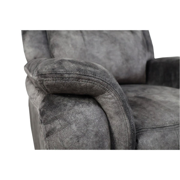 Benzara Harbor 38 Inch Power Recliner Chair Pocket Coils Gray Faux Suede - BM311472