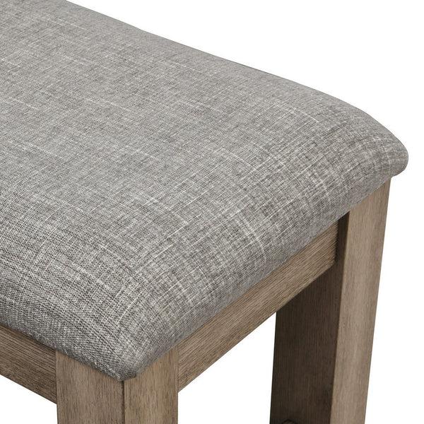 Benzara Harris Dining Bench Gray Fabric Brown Solid Rubberwood 60 Inch -BM329934