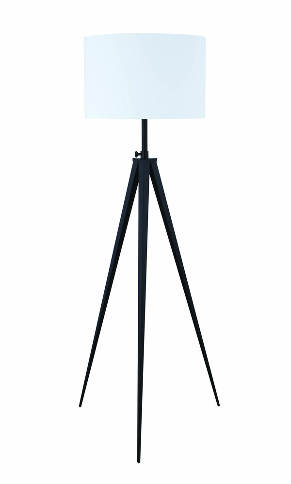 benzara Height Adjustable Metal Tripod Floor Lamp with Fabric Shade White and Black - BM196755