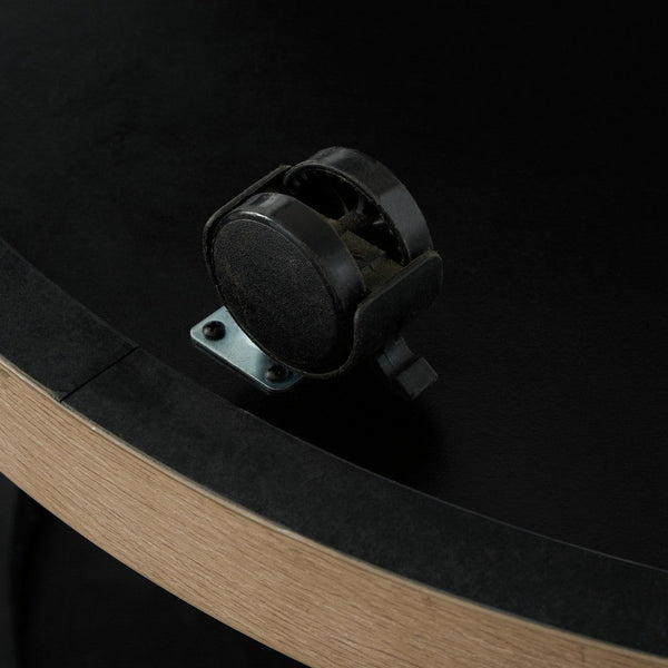 Benzara Hein 3pc Coffee N End Table Set Gray Round Top W Shelf And Wheels -BM327841