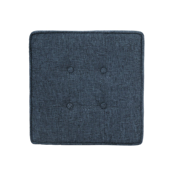 Benzara Hery Storage Ottoman 18 Inch Square Tray Top Navy Blue Woven Fabric -BM334051