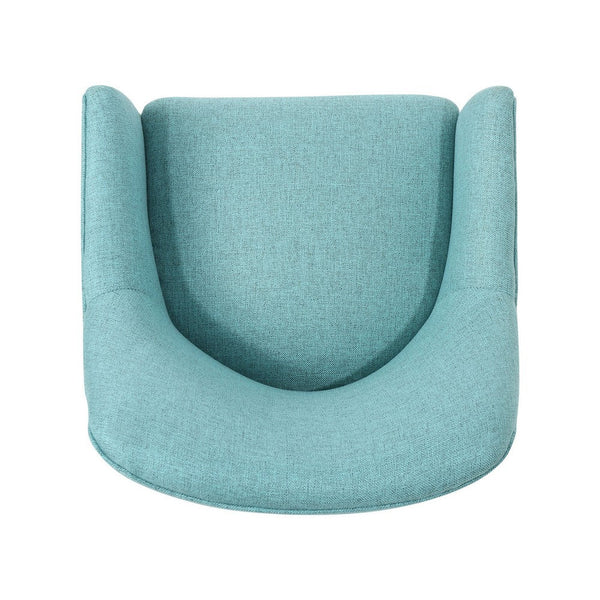 Benzara Heza Rolling Swivel Office Chair Light Blue Fabric Chrome Metal -BM324991