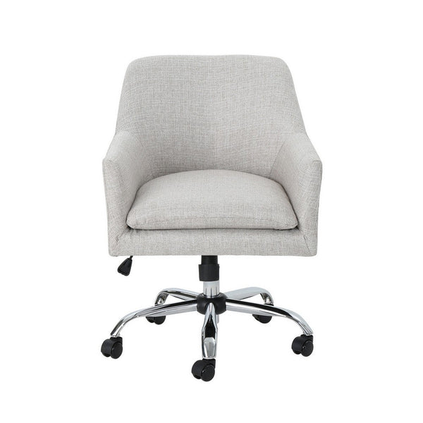 Benzara Heza Swivel Office Chair Rolling Light Gray Fabric Chrome Metal -BM325050