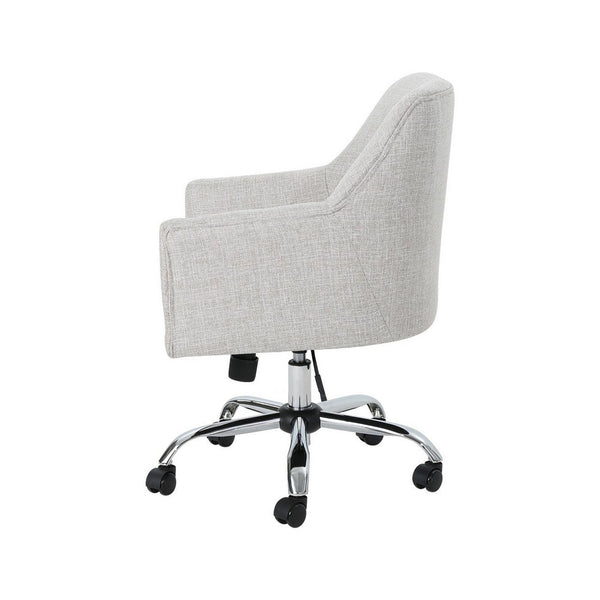 Benzara Heza Swivel Office Chair Rolling Light Gray Fabric Chrome Metal -BM325050