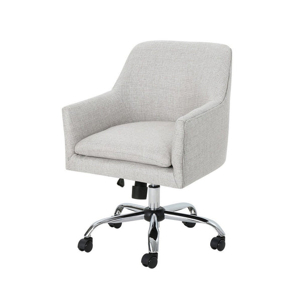 benzara Heza Swivel Office Chair Rolling Light Gray Fabric Chrome Metal -BM325050