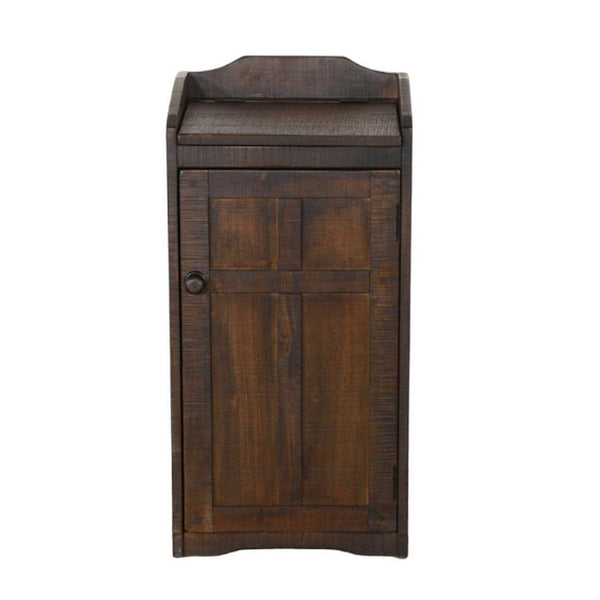 Benzara Homestead Trash Box 34 Inch Tall Rough Sawn Mahogany Dark Brown -BM323736