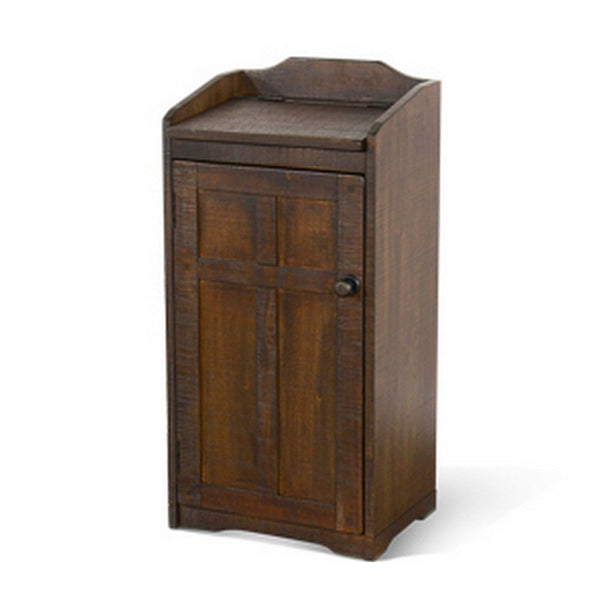 Benzara Homestead Trash Box 34 Inch Tall Rough Sawn Mahogany Dark Brown -BM323736