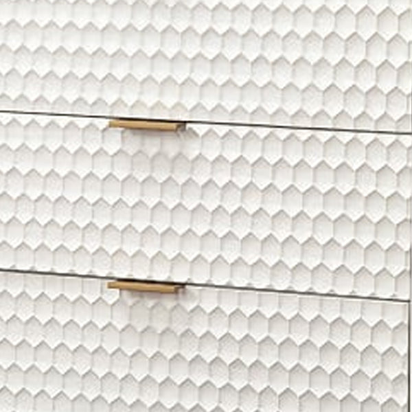 Benzara Honeycomb Design 3 Drawer Chest With Metal Legs Small White - BM206687