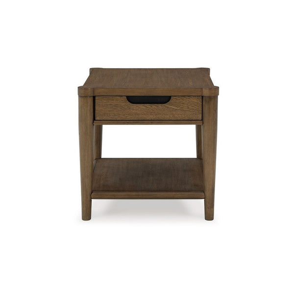 Benzara Howie Side End Table Drawer And Shelf Rectangular 26 Inch Brown Wood -BM327376