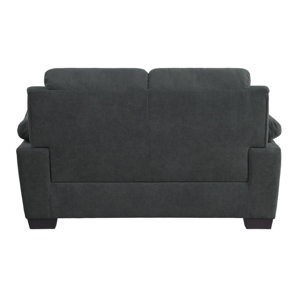 Benzara Hugh 58 Inch Loveseat Dark Gray Polyester Foam Cushioned Solid Wood - BM315494