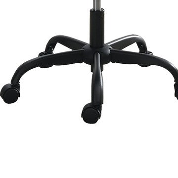 Benzara Ida 26 Inch Ergonomic Office Chair Faux Leather Swivel Seat Black Blue - BM284334