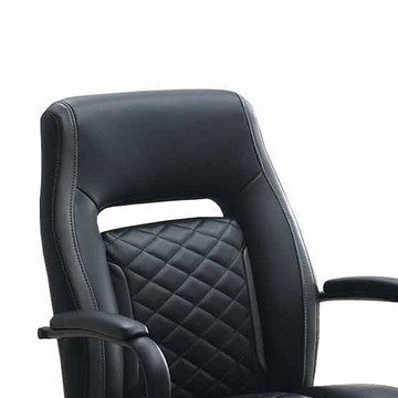 Benzara Ida 26 Inch Ergonomic Office Chair Faux Leather Swivel Seat Black Gray - BM284335