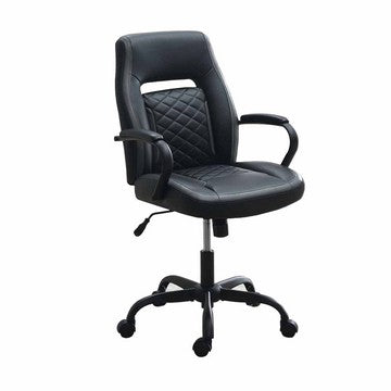 benzara Ida 26 Inch Ergonomic Office Chair Faux Leather Swivel Seat Black Gray - BM284335