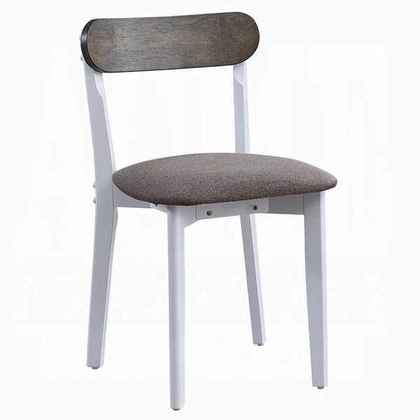 Benzara Ideli 5 Piece Dining Table Set With 4 Chairs Brown Linen White Wood -BM333084