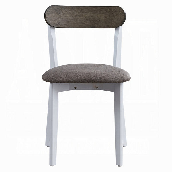 Benzara Ideli 5 Piece Dining Table Set With 4 Chairs Brown Linen White Wood -BM333084