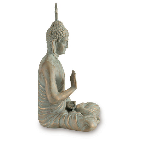 Benzara Indoor Sculpture Of Meditating Buddha 24 Inch Washed Gray Finish -BM327762