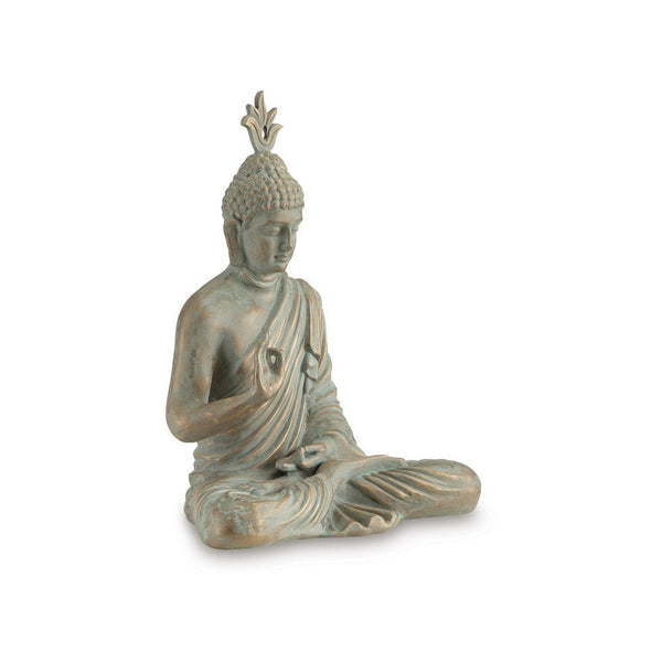 benzara Indoor Sculpture of Meditating Buddha 24 Inch Washed Gray Finish -BM327762
