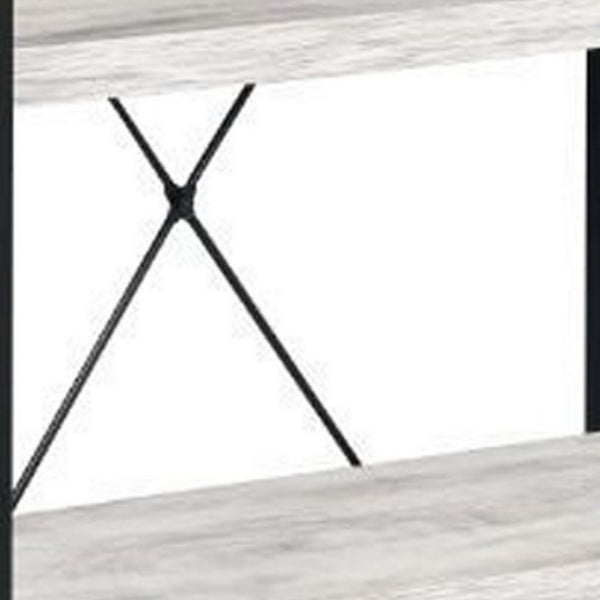 Benzara Industrial Bookshelf With 4 Shelves And Open Metal Frame White And Black - BM209632