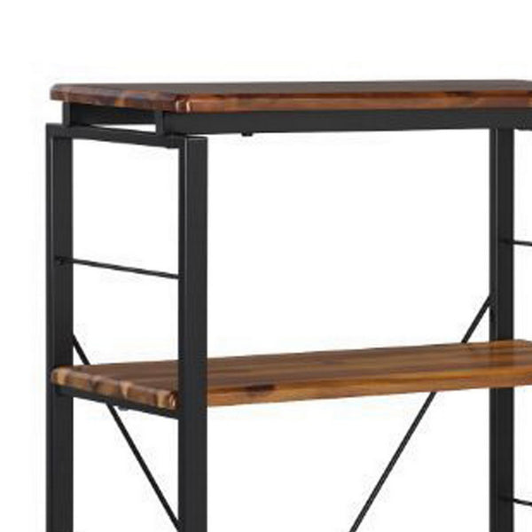 Benzara Industrial Bookshelf With 4 Shelves And Open Metal Frame Brown And Black - BM209629