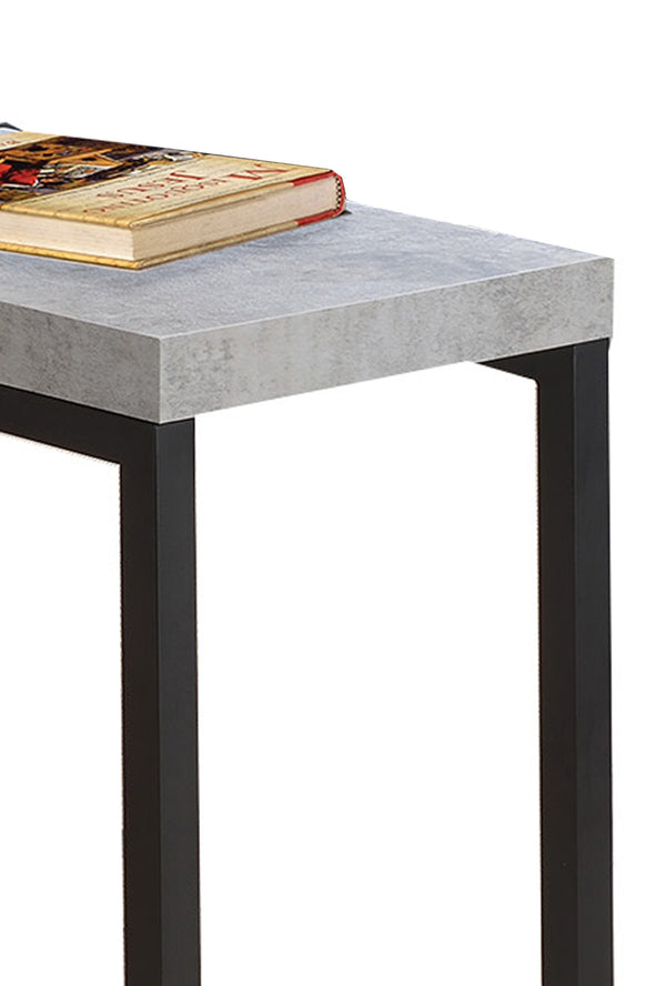Benzara Industrial Faux Cement Designed Snack Table Gray And Black - BM160146