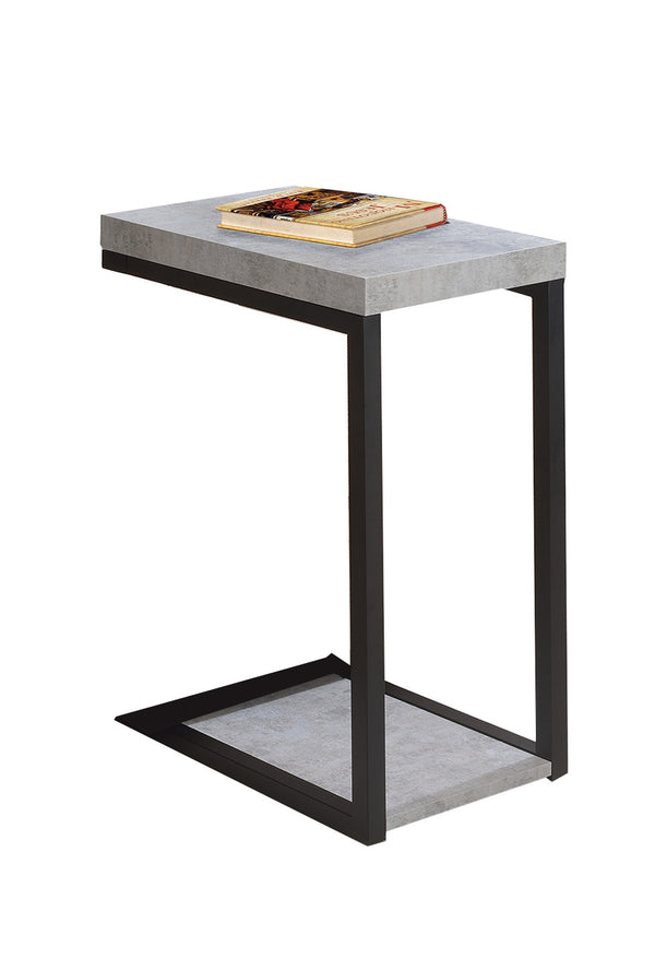 benzara Industrial Faux Cement Designed Snack Table Gray And Black - BM160146