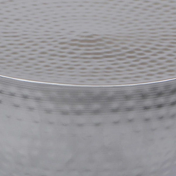 Benzara Industrial Style Hammered Texture Iron Stool With Hourglass Shaped Body Silver - BM00602