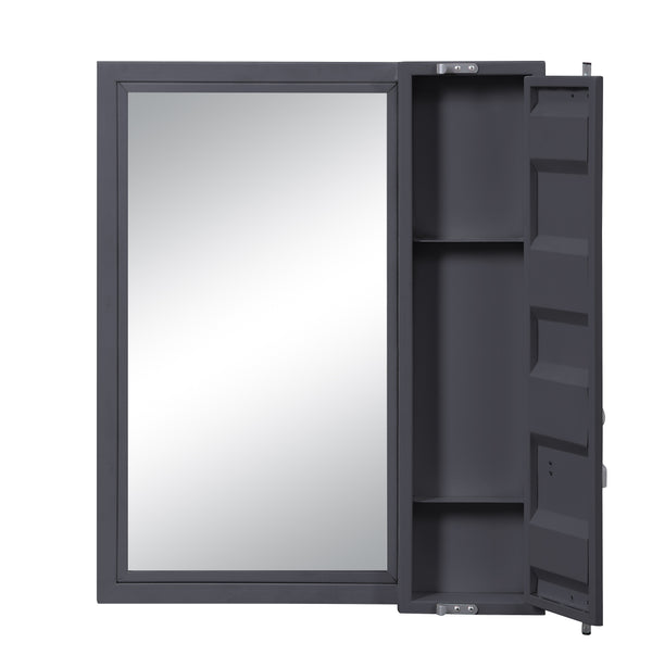 Benzara Industrial Style Metal Vanity Mirror With Recessed Door Storage Gray - BM204615