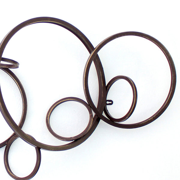 Benzara Industrial Style Metal Wall Decor With Multiple Circles Bronze - BM209107