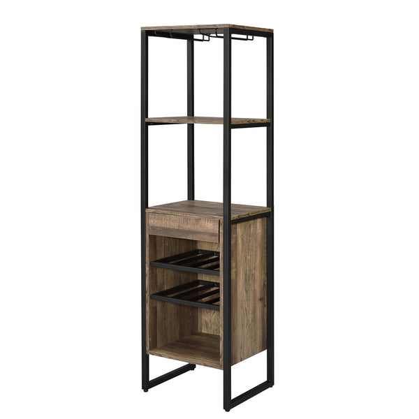 Benzara Industrial Wood And Metal Wine Rack With 3 Compartments In Brown And Black - BM211138