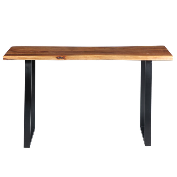 Benzara Industrial Wooden Live Edge Desk With Metal Sled Leg Support Brown And Black By The Urban Port - UPT-195122