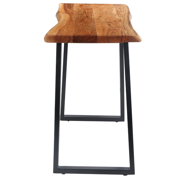 Benzara Industrial Wooden Live Edge Desk With Metal Sled Leg Support Brown And Black By The Urban Port - UPT-195122