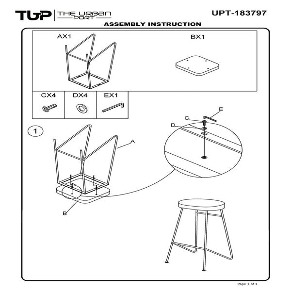 Benzara Jael 28 Inch Bar Stool With Mango Wood Saddle Seat Iron Rod Legs Brown And Black - UPT-183797