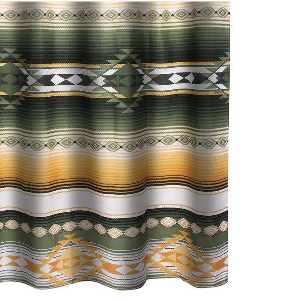 Benzara Jashua 72 Inch Shower Curtain Southwest Style Yellow Stripes Button Holes - BM293487