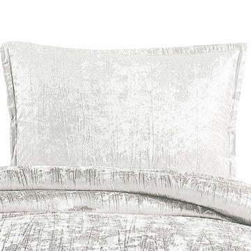 Benzara Jay 2 Piece Twin Comforter Set Polyester Velvet Deluxe Texture White - BM283889