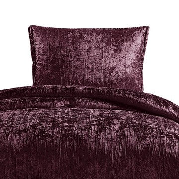 Benzara Jay 2 Piece Twin Comforter Set Purple Polyester Velvet Deluxe Texture - BM283901