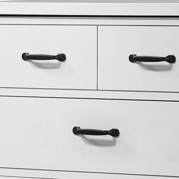 Benzara Jermy 47 Inch Tall Dresser 5 Drawers Black Handles Crisp White Finish - BM302229