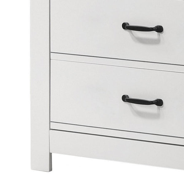 Benzara Jermy 47 Inch Tall Dresser 5 Drawers Black Handles Crisp White Finish - BM302229