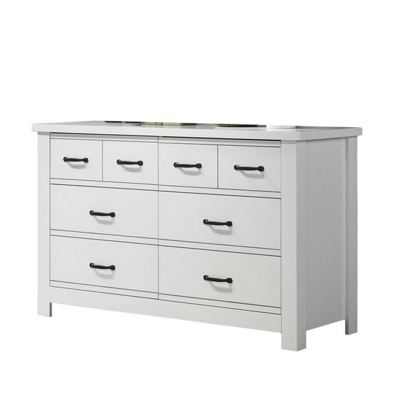 Benzara Jermy 51 Inch Wide Dresser 6 Drawers Black Handles Crisp White Finish - BM302228