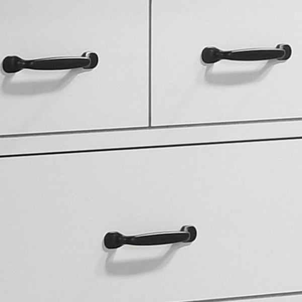 Benzara Jermy 51 Inch Wide Dresser 6 Drawers Black Handles Crisp White Finish - BM302228