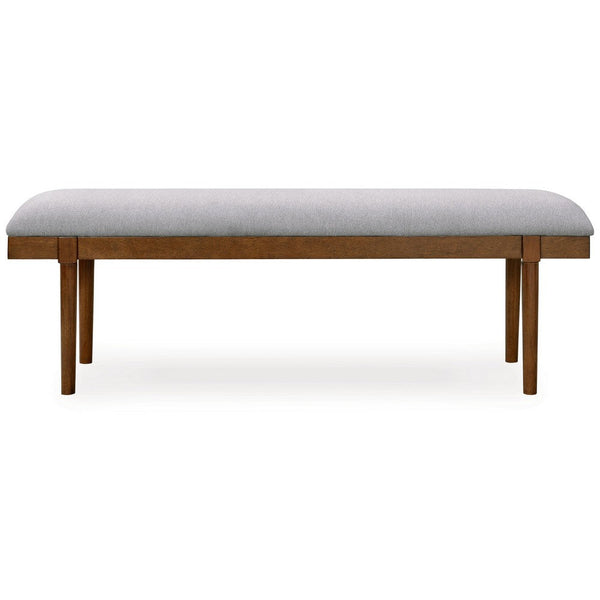 Benzara Jeyn Large Dining Room Bench 59 Inch Brown Hardwood Gray Polyester -BM329750
