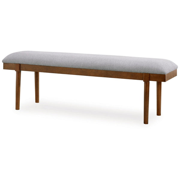 Benzara Jeyn Large Dining Room Bench 59 Inch Brown Hardwood Gray Polyester -BM329750