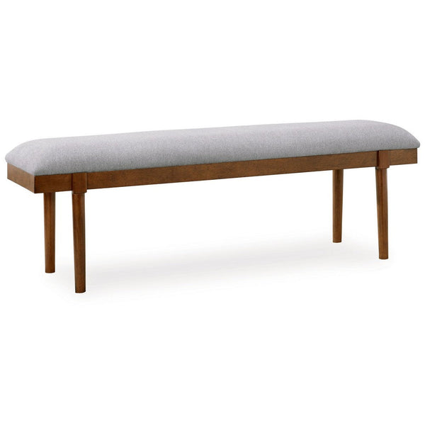 benzara Jeyn Large Dining Room Bench 59 Inch Brown Hardwood Gray Polyester -BM329750