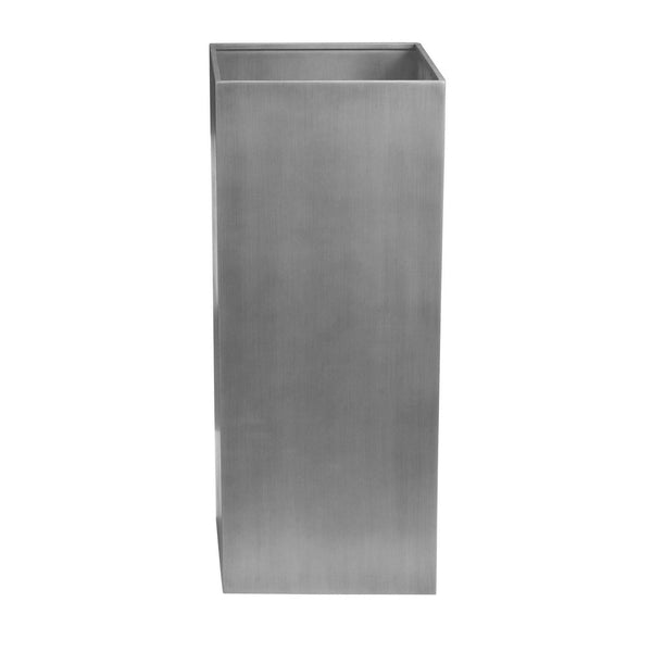 Benzara Jo 32 Inch Tall Flower Pot Planter Hidden Indented Box Gray Brushed Metal - BM315128
