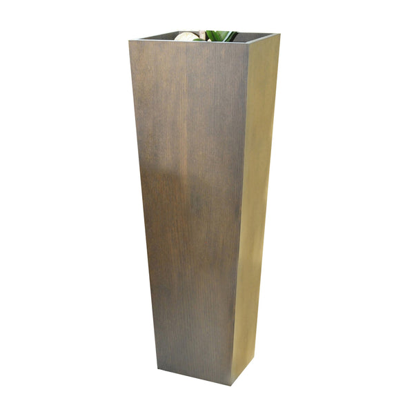 Benzara Jo 48 Inch Tall Flower Pot Planter Hidden Indented Box Dark Brown Veneer - BM315130