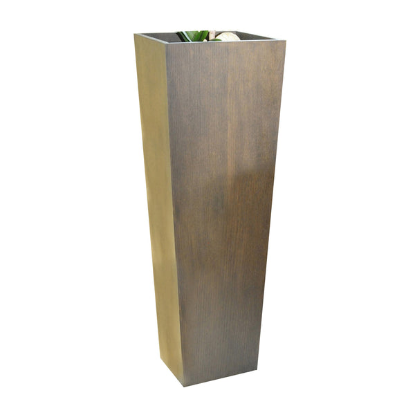 Benzara Jo 48 Inch Tall Flower Pot Planter Hidden Indented Box Dark Brown Veneer - BM315130