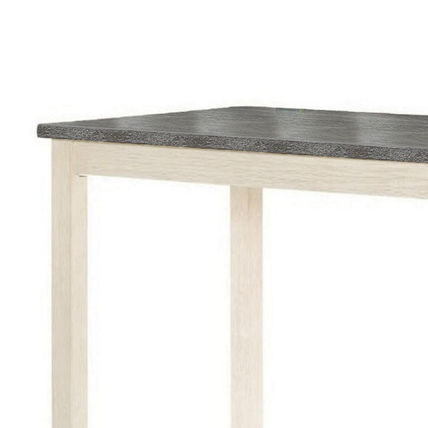 Benzara Joss 60 Inch Cottage Counter Height Table 2 Tone Wood Gray Top Cream Base - BM286286